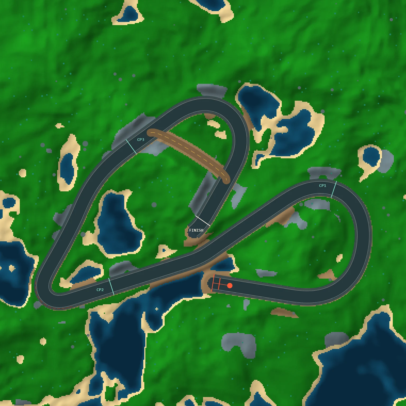 Overhead map of the Jul 30, 2026 track